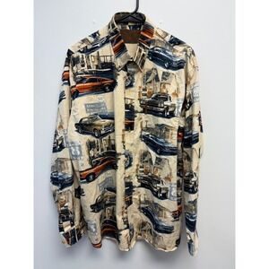 Clearwater Outfitters Mens L Classic Car Route 66 Print Cotton Button Down Shirt